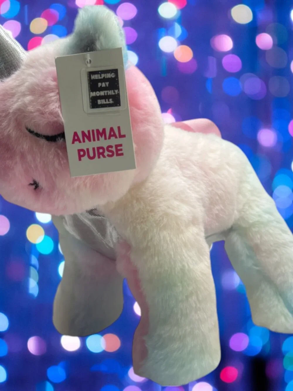 NWT Unicorn Bag Plush Stuffed Animal Purse Tie Dye Rainbow Crossbody Girls #3